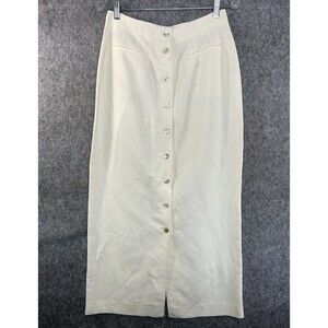 Emma James Liz Claiborne Women's Maxi Skirt Ivory Linen Blend Size 10 Coastal